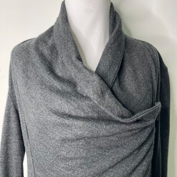 Helmut Lang Women's Black 100% Wool Wrap Long Sleeve Blouse Size Medium - Picture 2 of 10